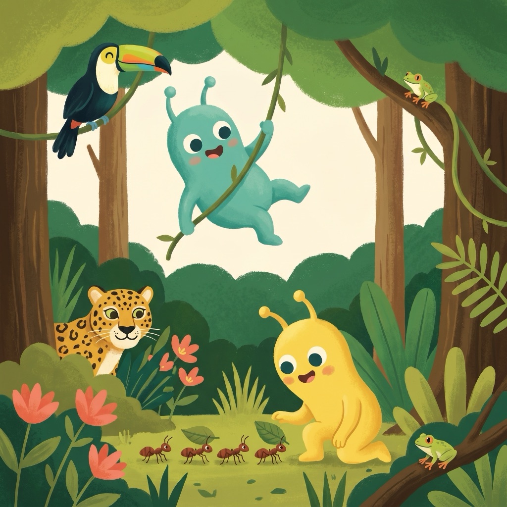 Alien explorers in the rainforest