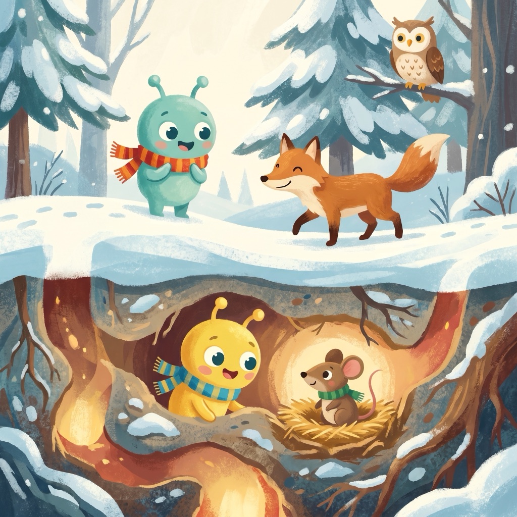 Alien explorers in snow